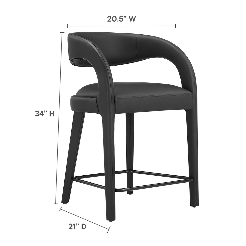 Pinnacle Vegan Leather Counter Stool Set of 2 - Black Black