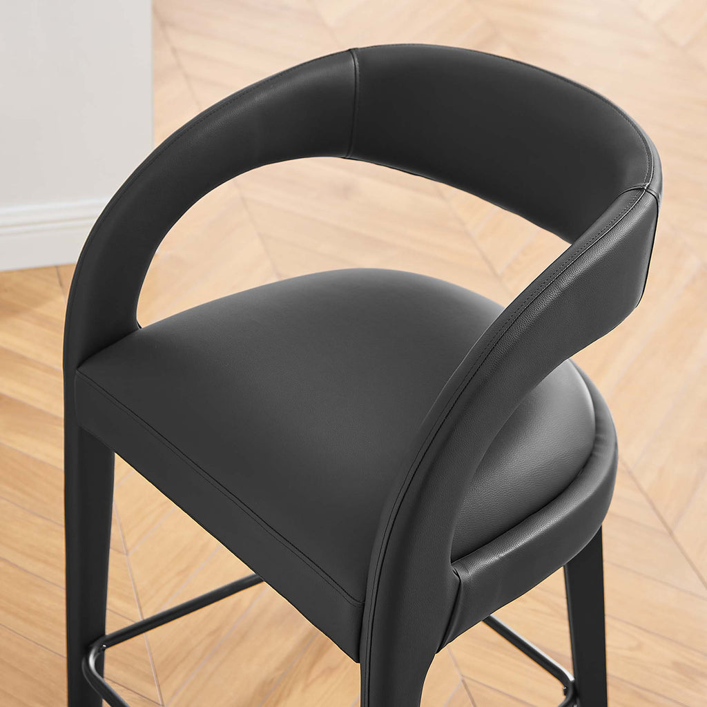 Pinnacle Vegan Leather Counter Stool Set of 2 - Black Black
