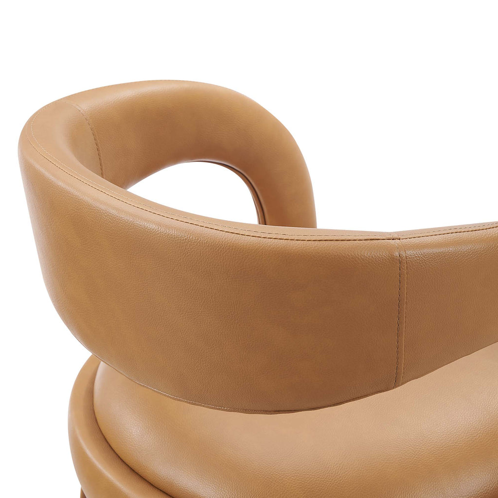 Pinnacle Vegan Leather Counter Stool Set of 2 - Tan Silver