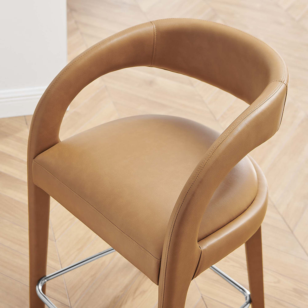 Pinnacle Vegan Leather Counter Stool Set of 2 - Tan Silver