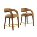Pinnacle Performance Velvet Counter Stool Set of 2 - Brown Gold