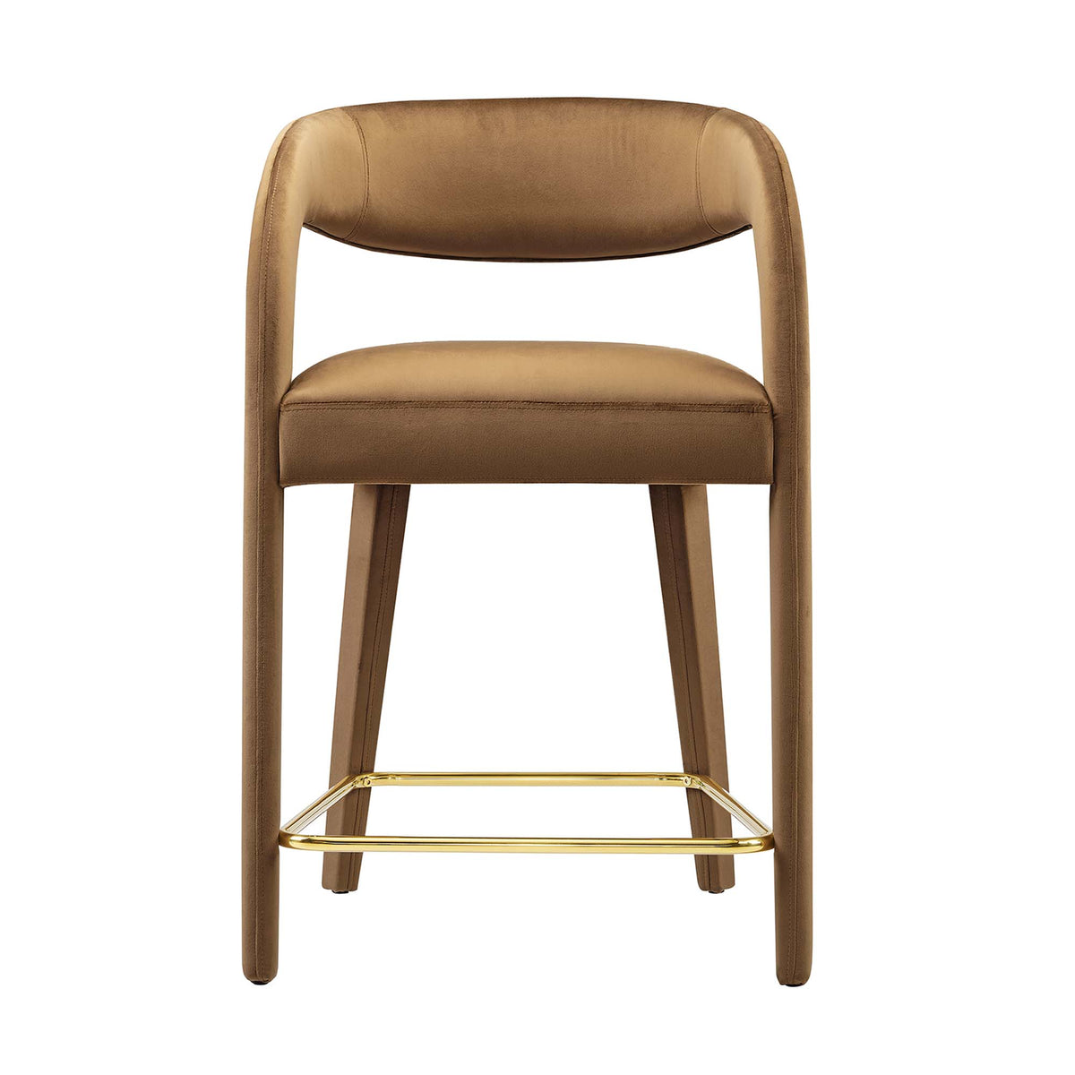 Pinnacle Performance Velvet Counter Stool Set of 2 - Brown Gold