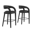 Pinnacle Vegan Leather Bar Stool Set of 2 - Black Black