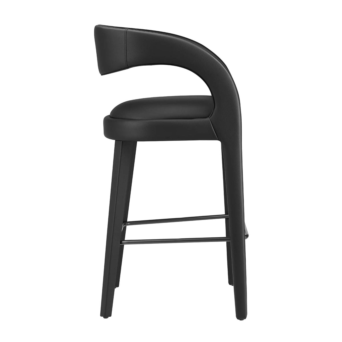 Pinnacle Vegan Leather Bar Stool Set of 2 - Black Black