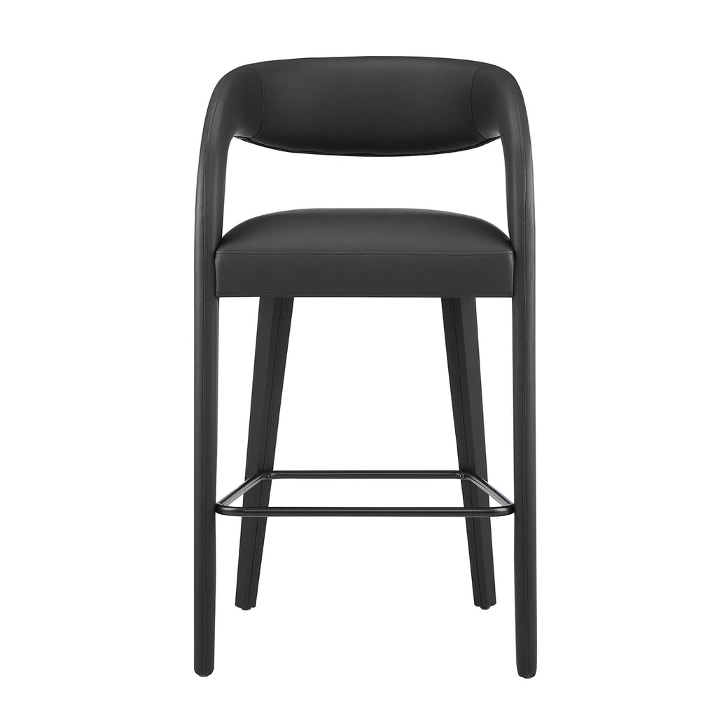 Pinnacle Vegan Leather Bar Stool Set of 2 - Black Black