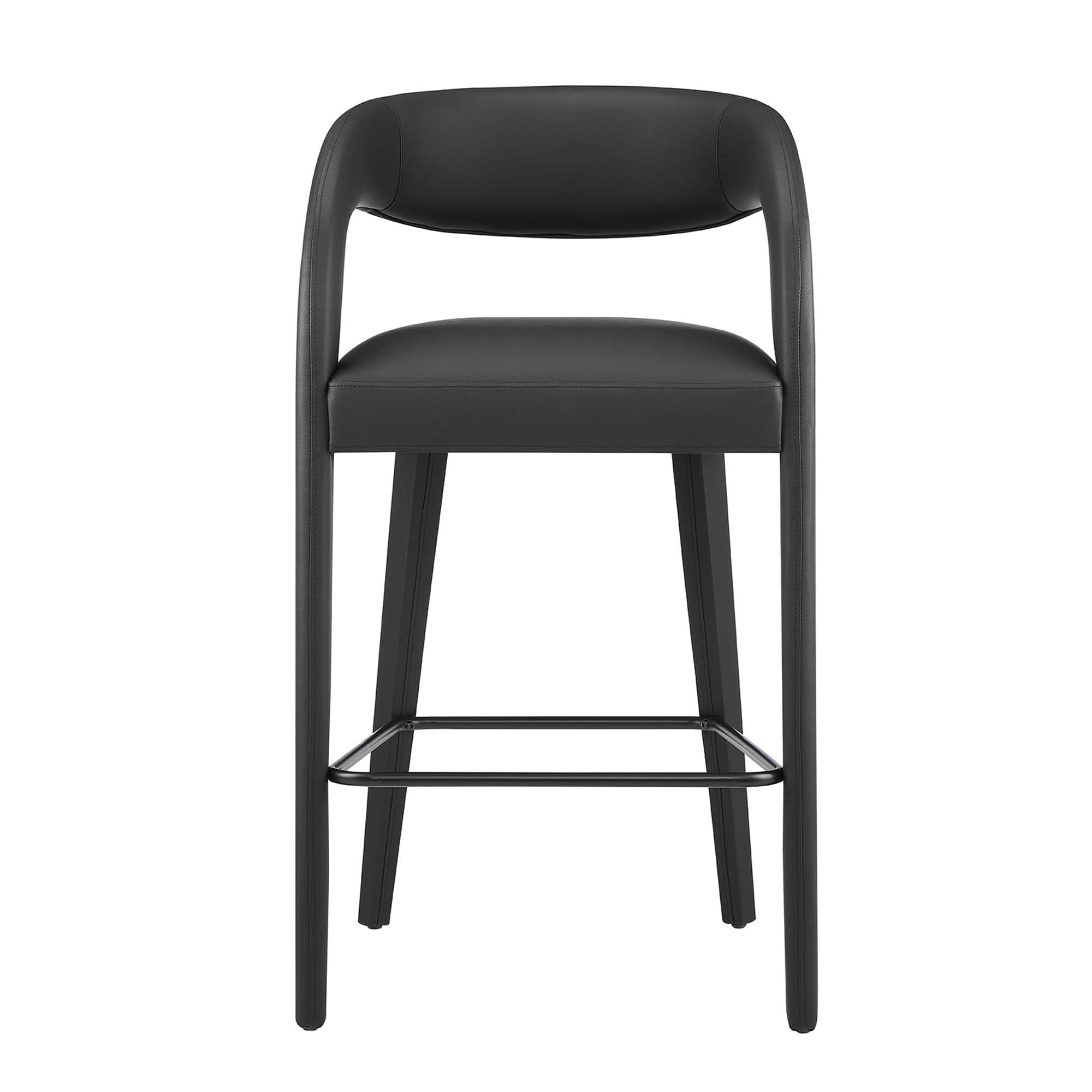 Pinnacle Vegan Leather Bar Stool Set of 2 - Black Black