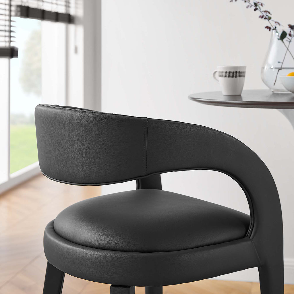 Pinnacle Vegan Leather Bar Stool Set of 2 - Black Black