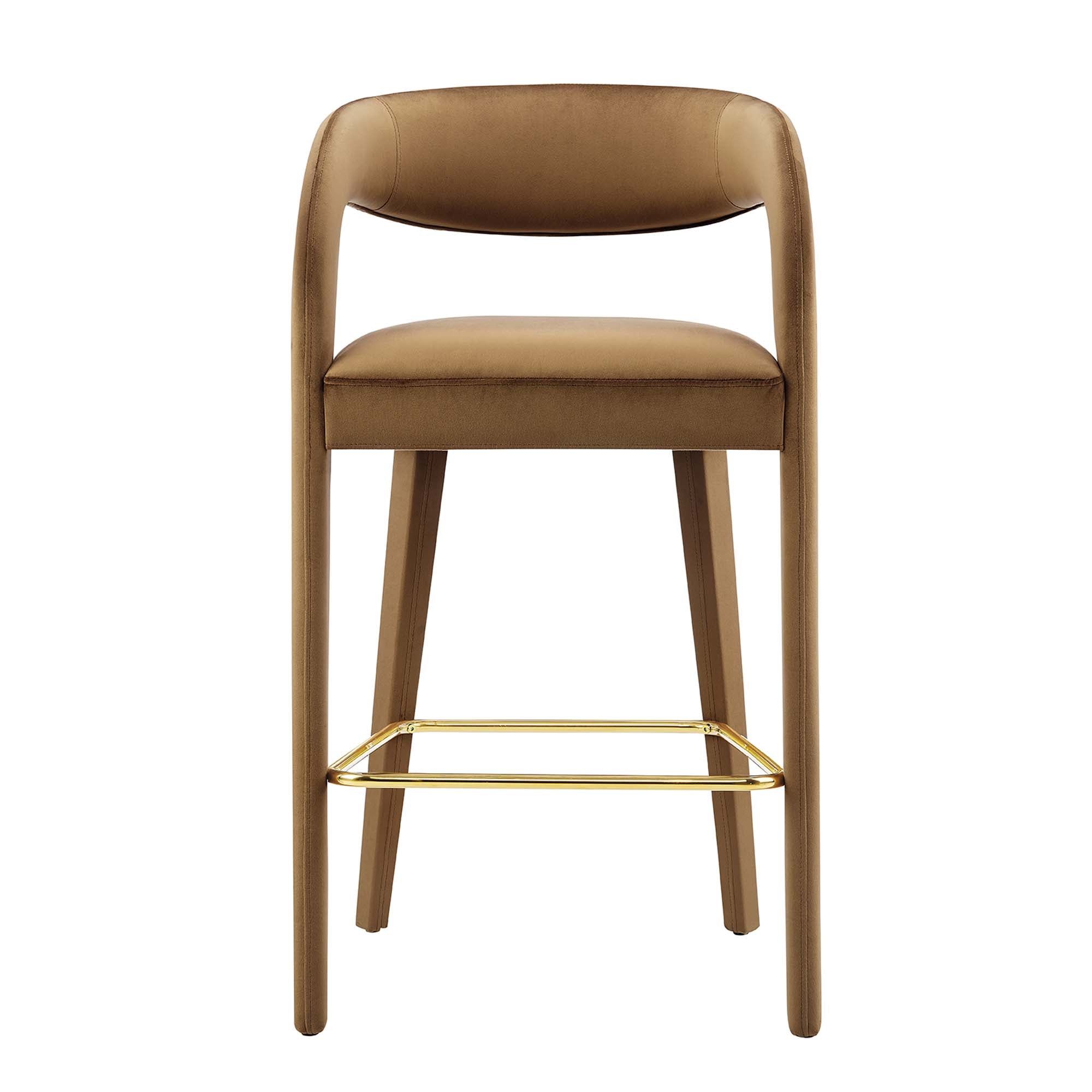Pinnacle Performance Velvet Bar Stool Set of 2 - Brown Gold