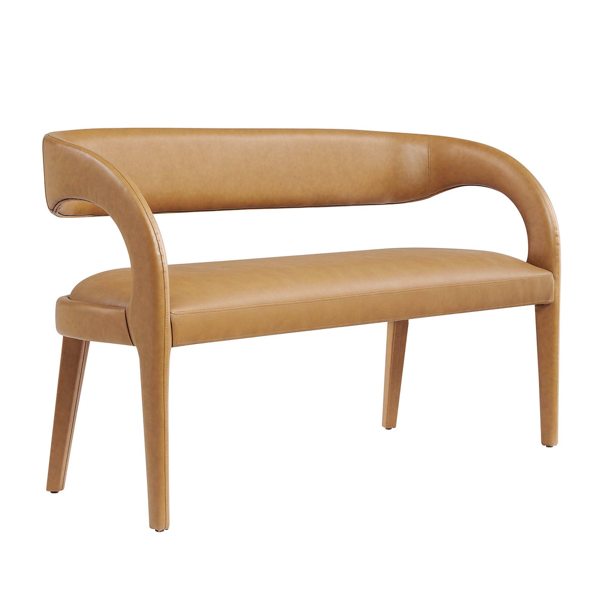 Pinnacle Vegan Leather Accent Bench - Tan