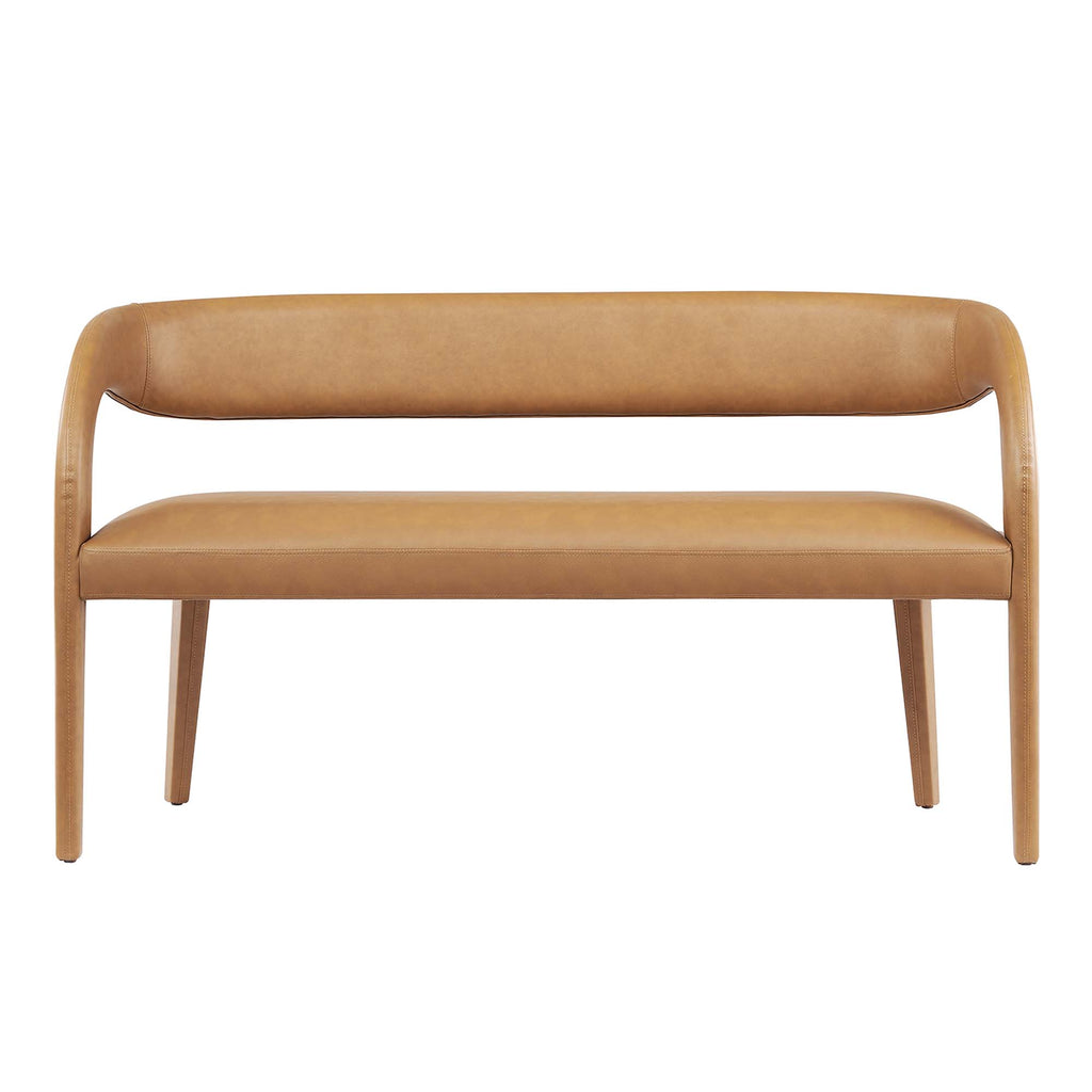 Pinnacle Vegan Leather Accent Bench - Tan