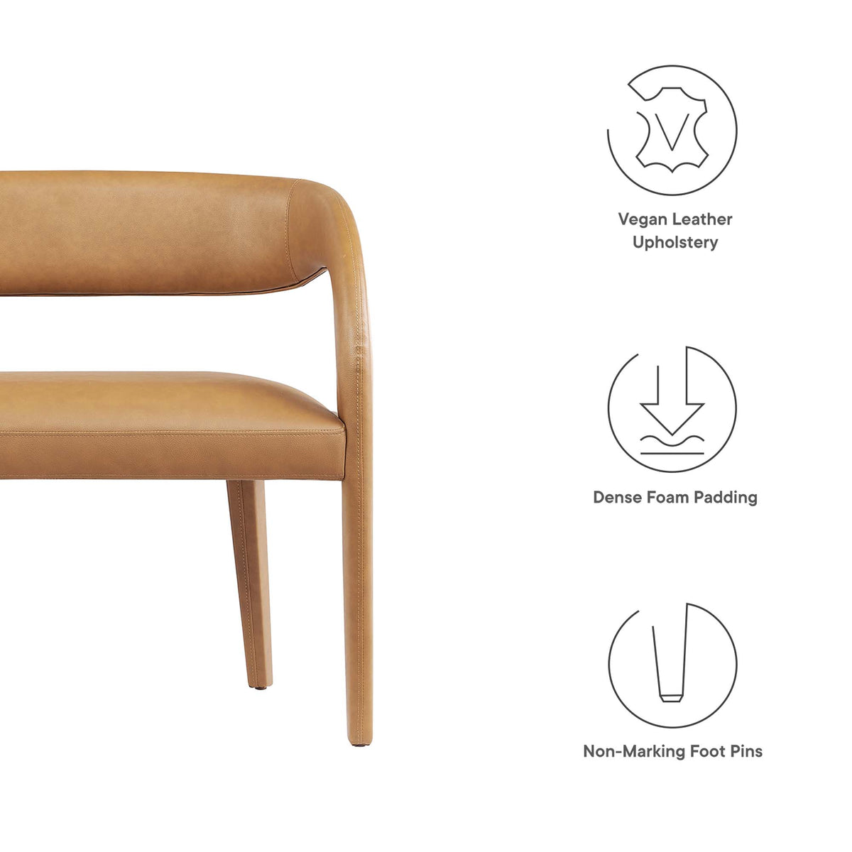 Pinnacle Vegan Leather Accent Bench - Tan