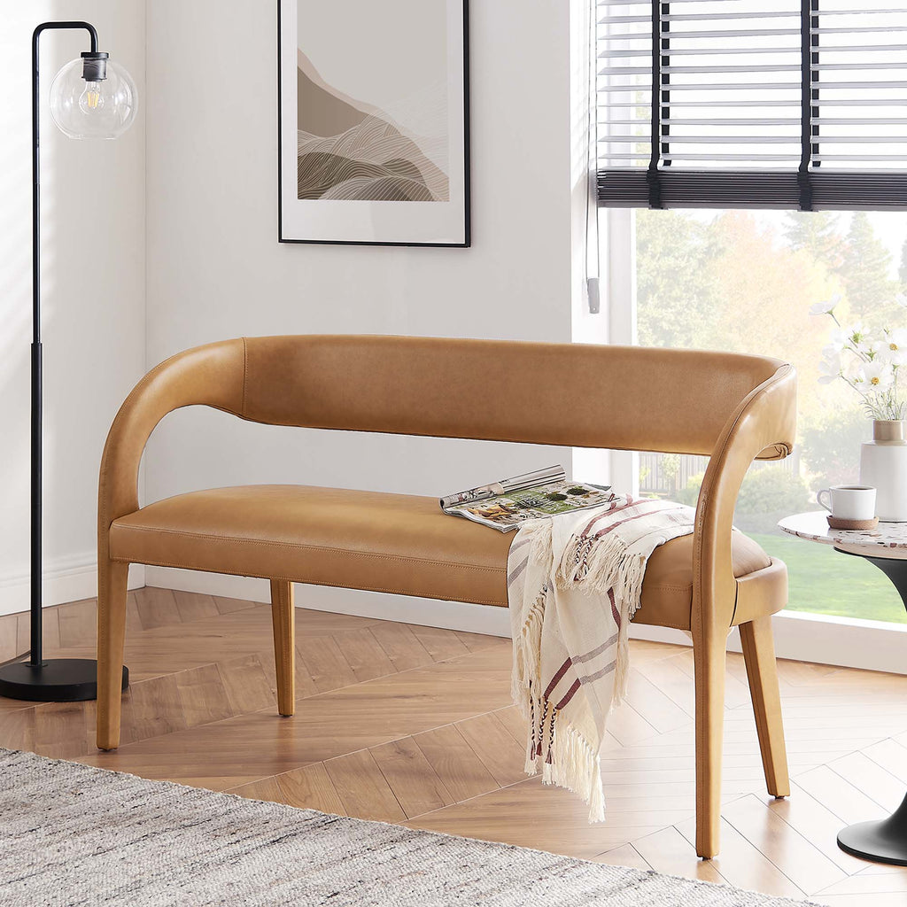 Pinnacle Vegan Leather Accent Bench - Tan
