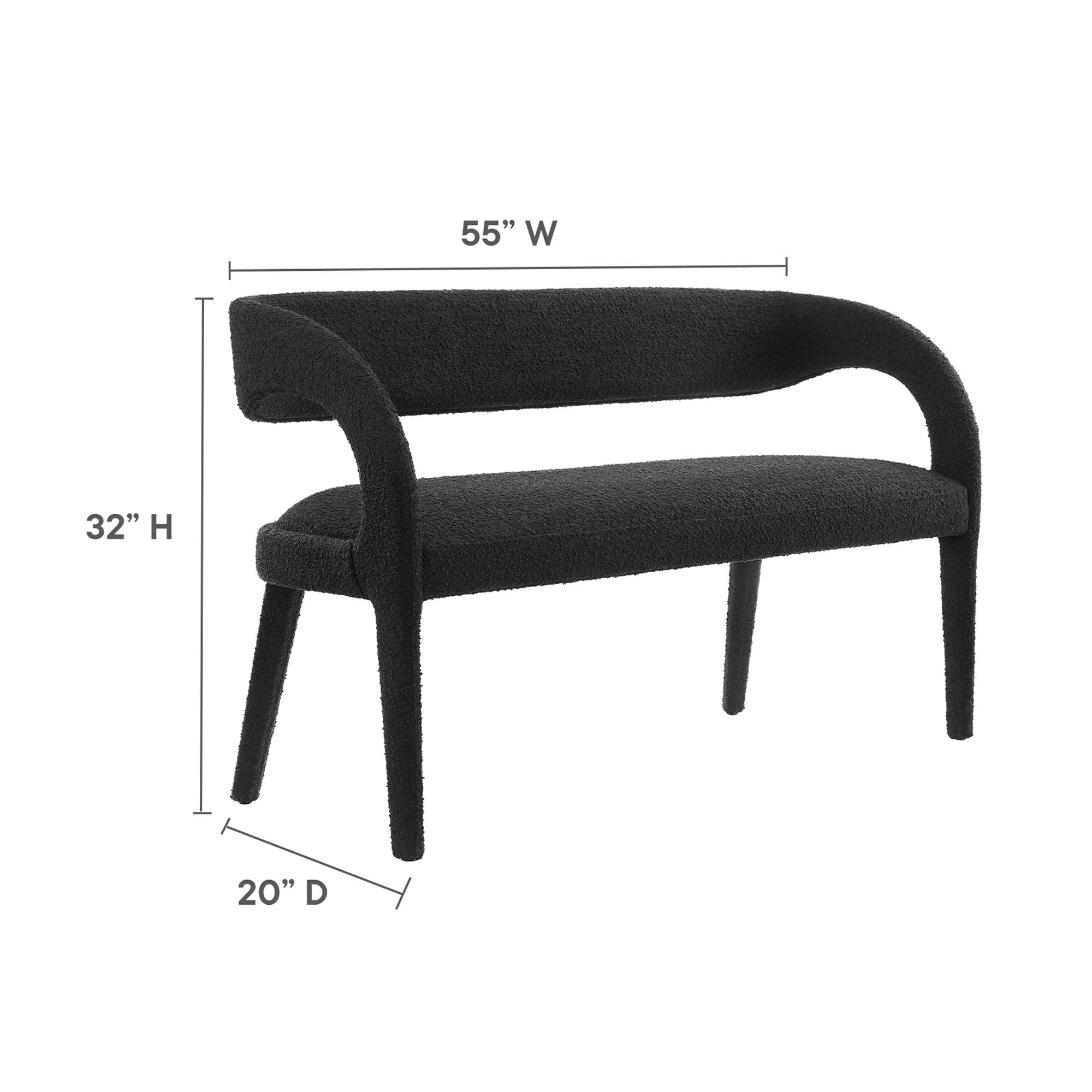 Pinnacle Boucle Fabric Accent Bench - Black