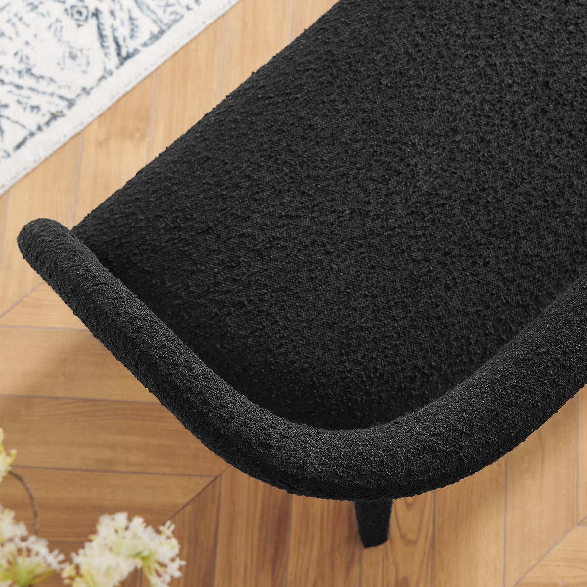 Pinnacle Boucle Fabric Accent Bench - Black