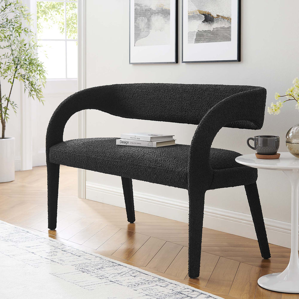 Pinnacle Boucle Fabric Accent Bench - Black