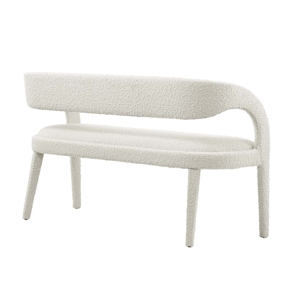 Pinnacle Boucle Fabric Accent Bench - Ivory