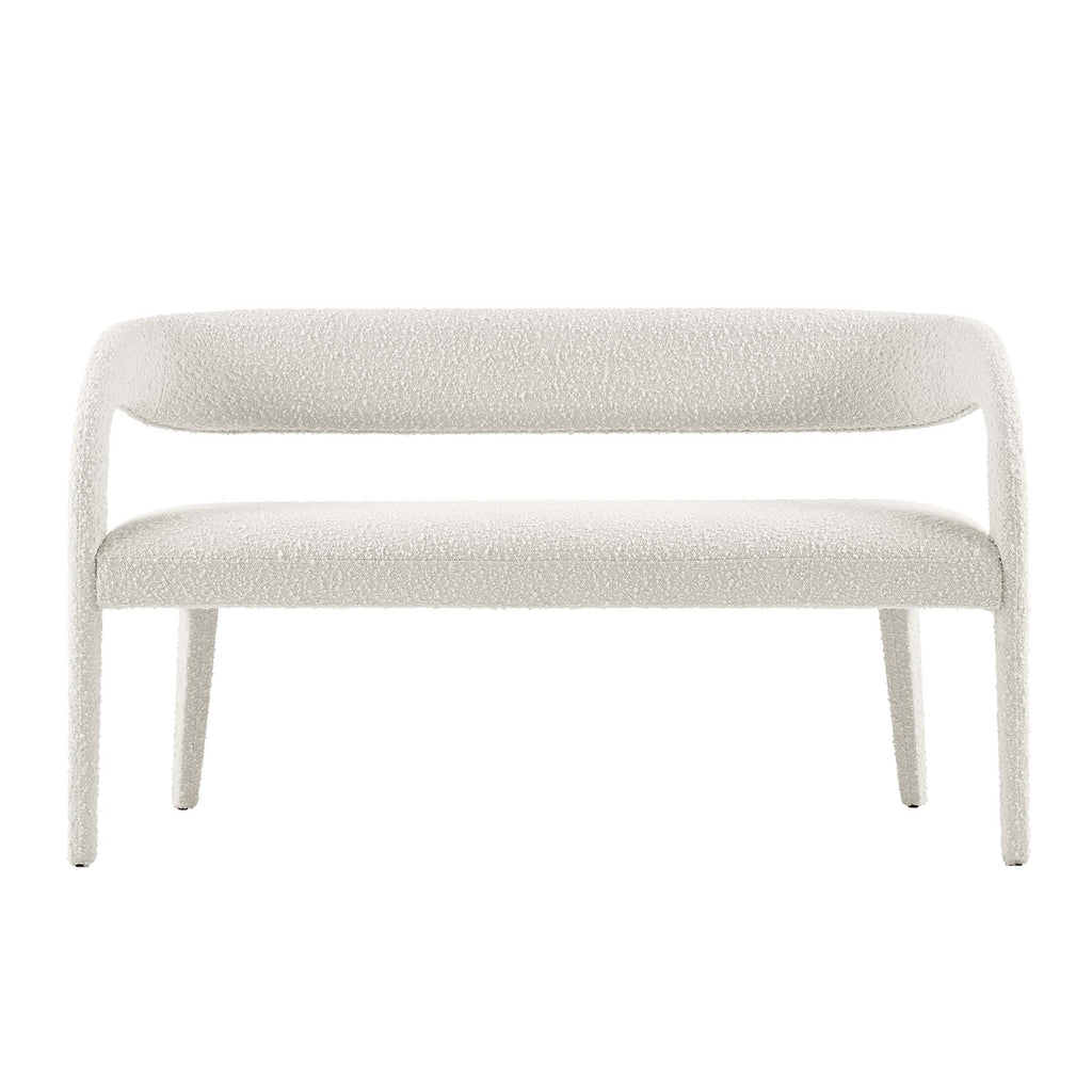 Pinnacle Boucle Fabric Accent Bench - Ivory
