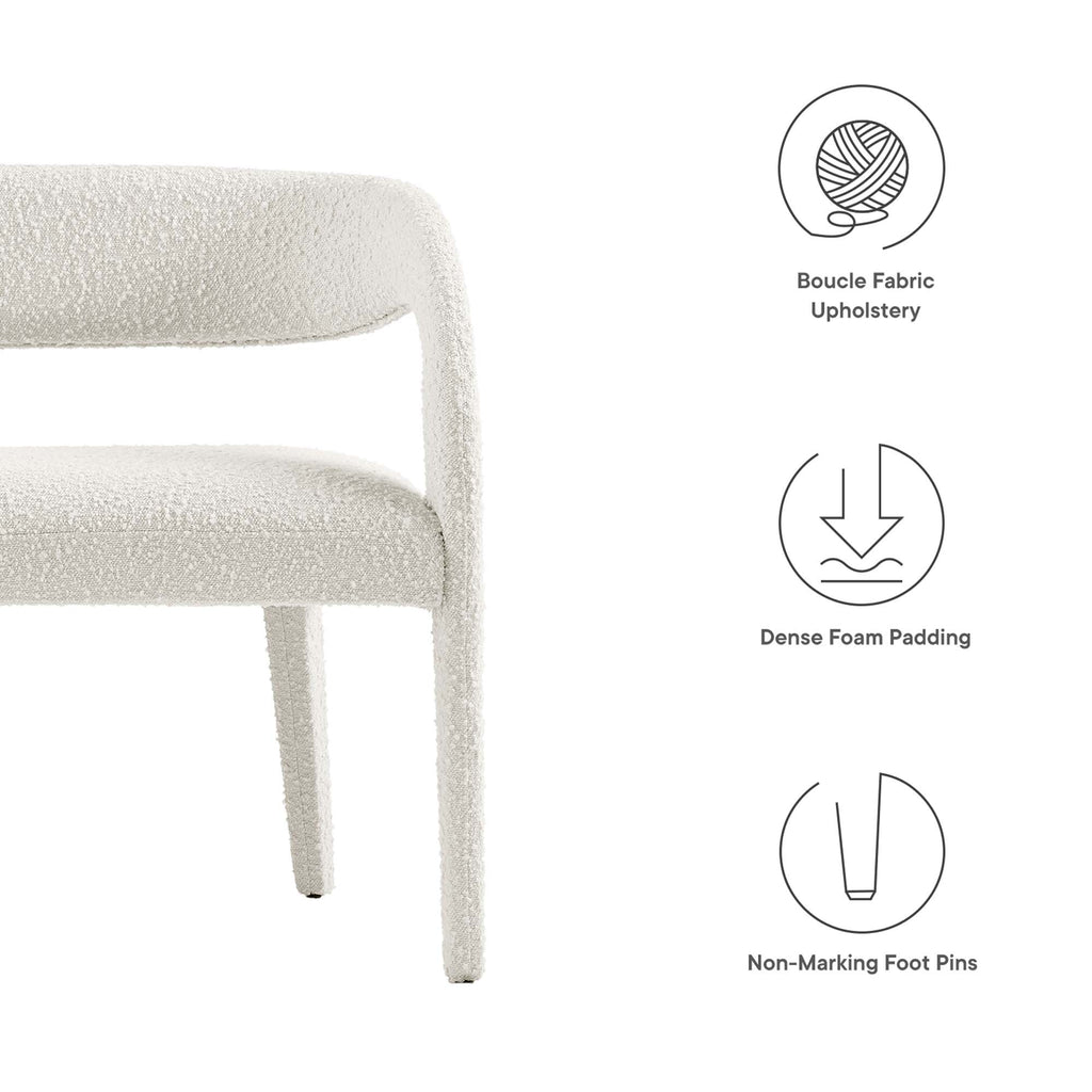 Pinnacle Boucle Fabric Accent Bench - Ivory