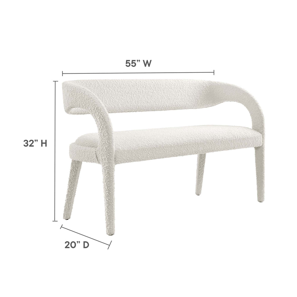 Pinnacle Boucle Fabric Accent Bench - Ivory