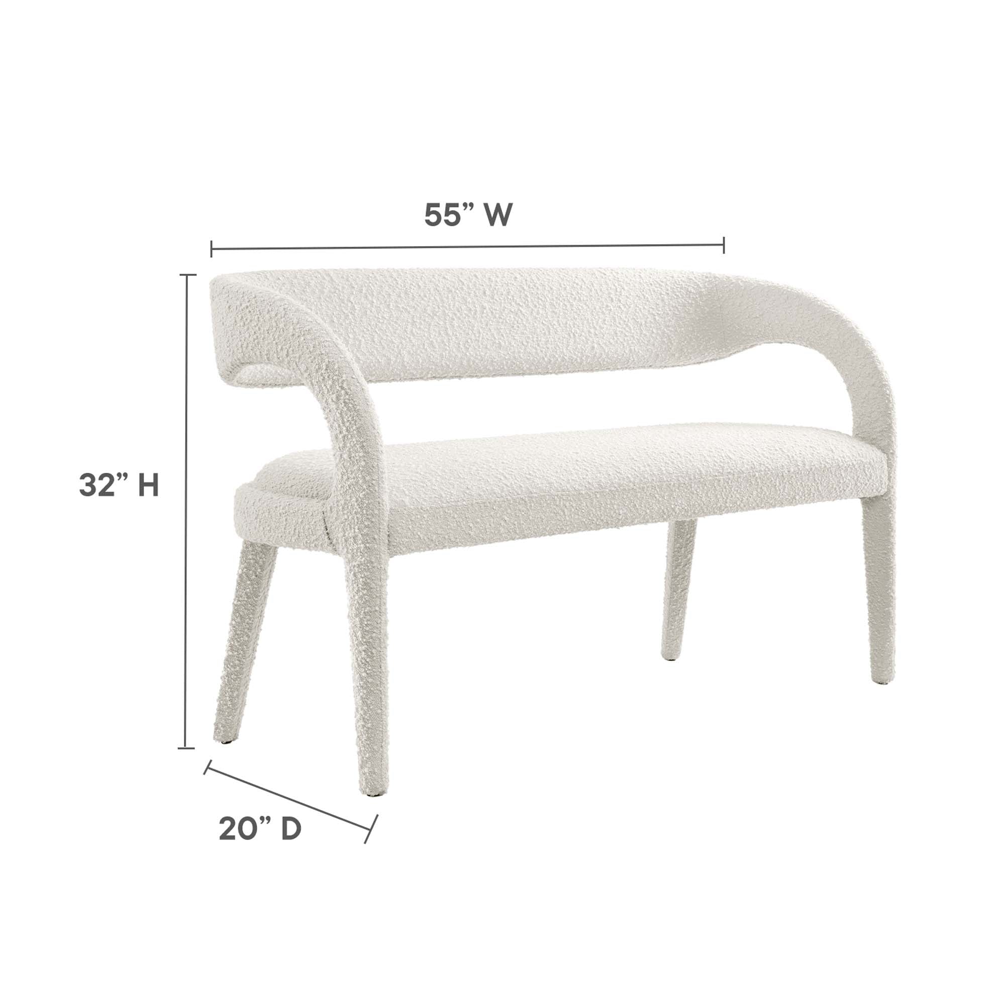 Pinnacle Boucle Fabric Accent Bench - Ivory