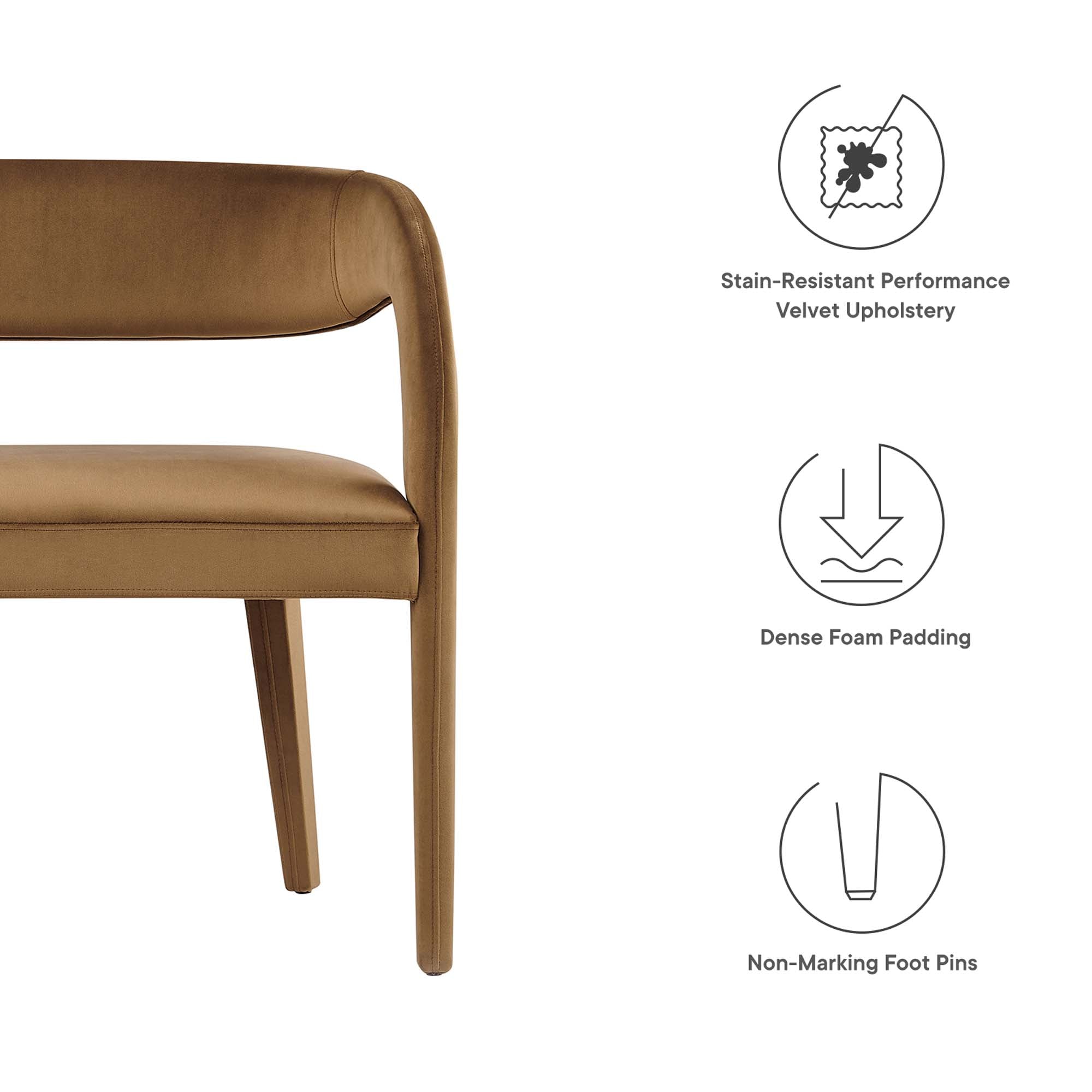 Pinnacle Performance Velvet Accent Bench - Brown