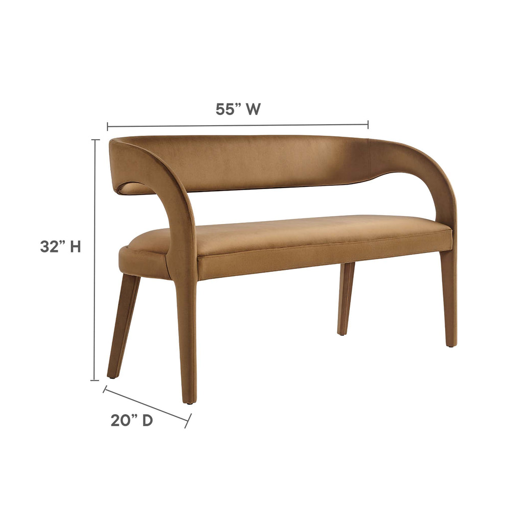Pinnacle Performance Velvet Accent Bench - Brown