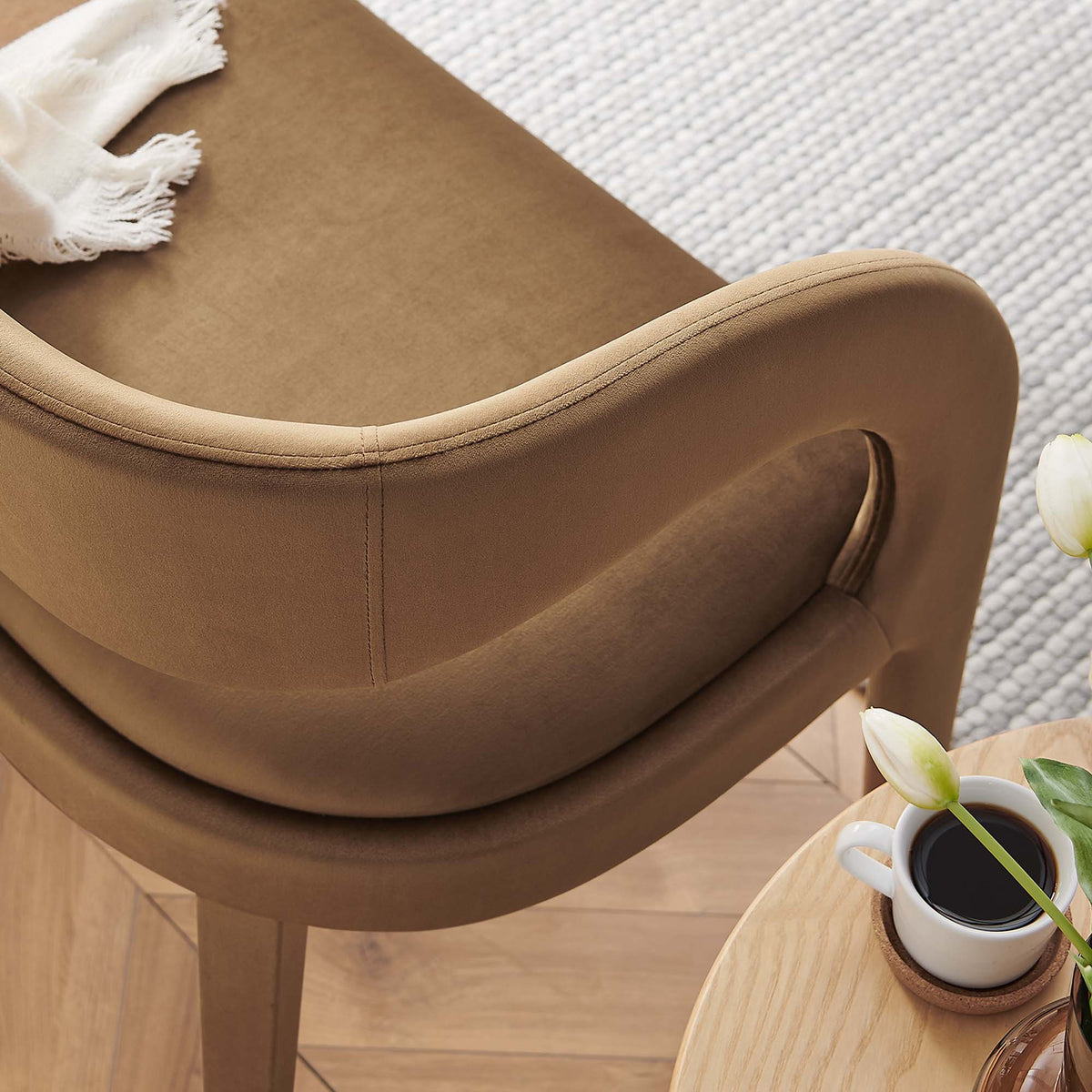 Pinnacle Performance Velvet Accent Bench - Brown
