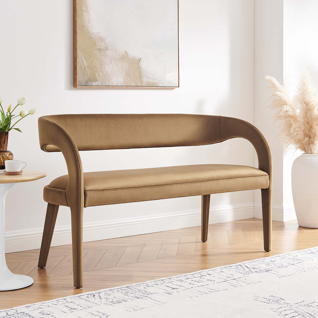Pinnacle Performance Velvet Accent Bench - Brown