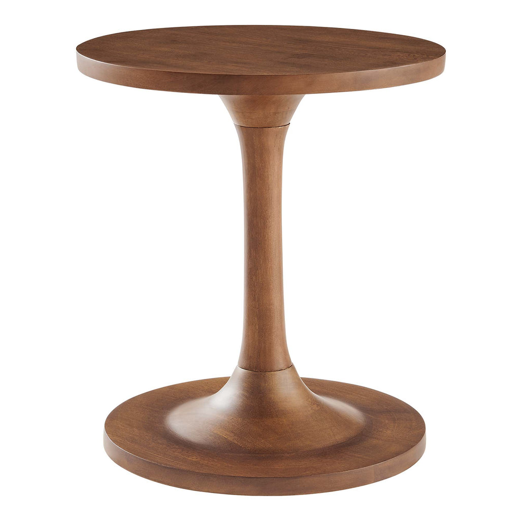 Lina Round Wood Side Table - Walnut