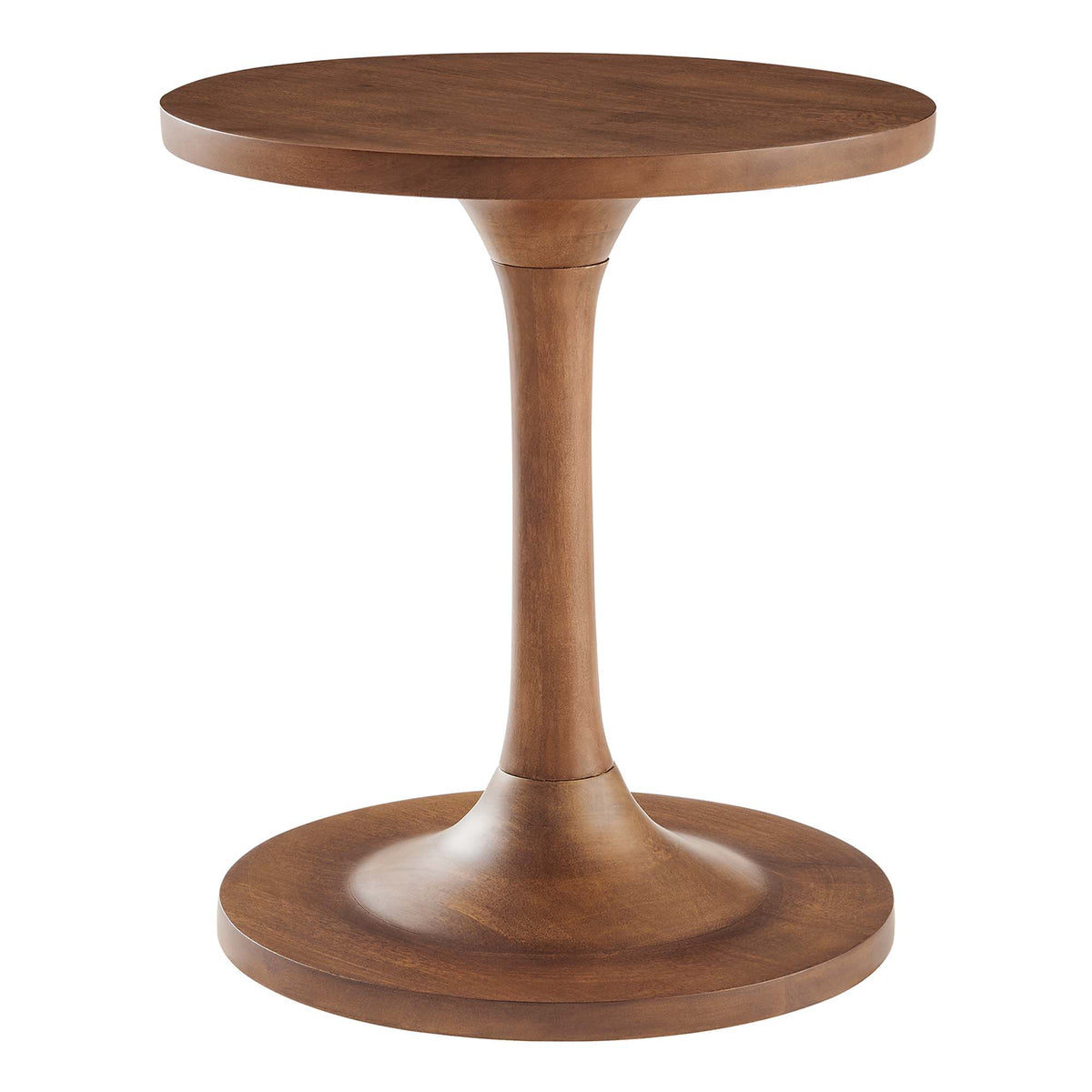 Lina Round Wood Side Table - Walnut