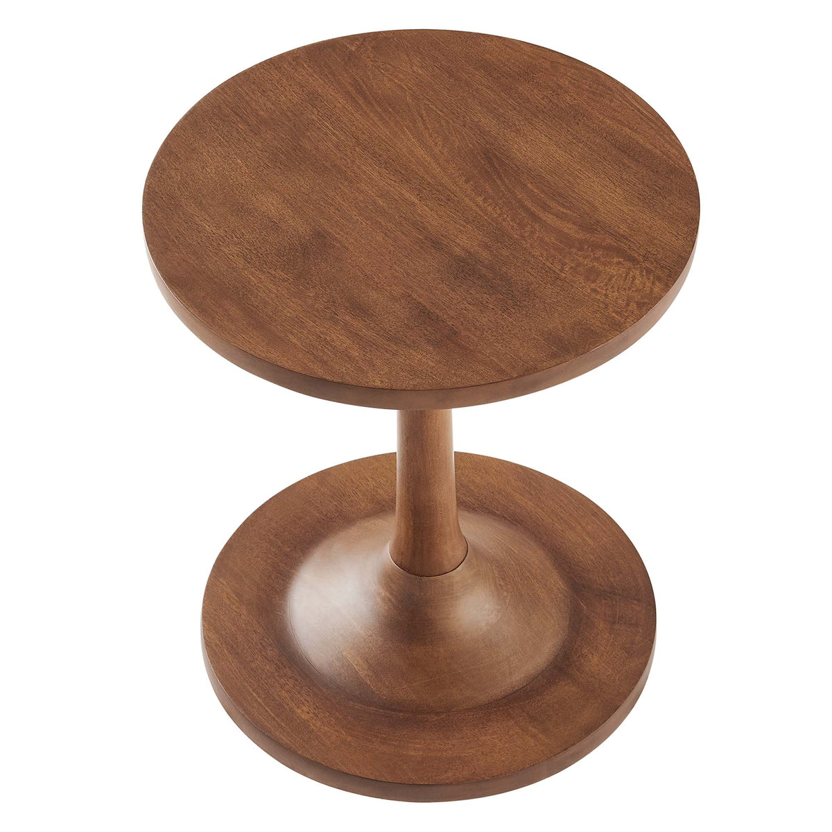 Lina Round Wood Side Table - Walnut