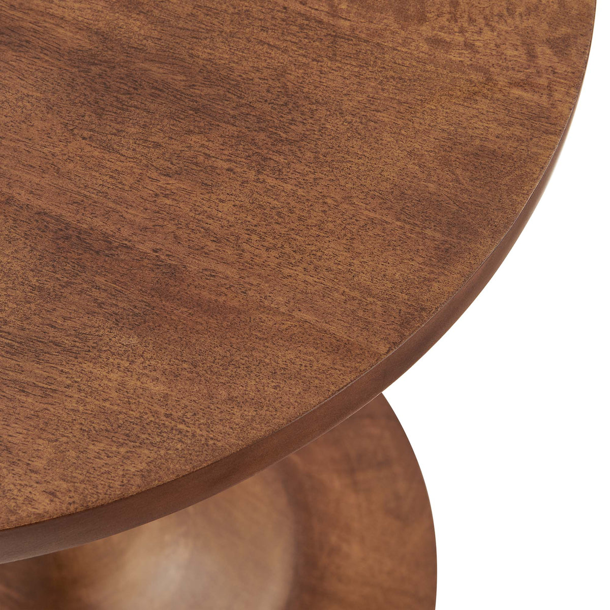 Lina Round Wood Side Table - Walnut