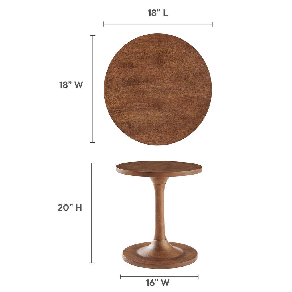 Lina Round Wood Side Table - Walnut
