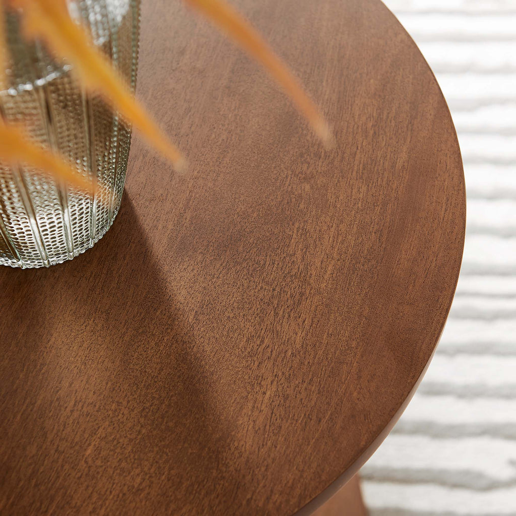 Lina Round Wood Side Table - Walnut