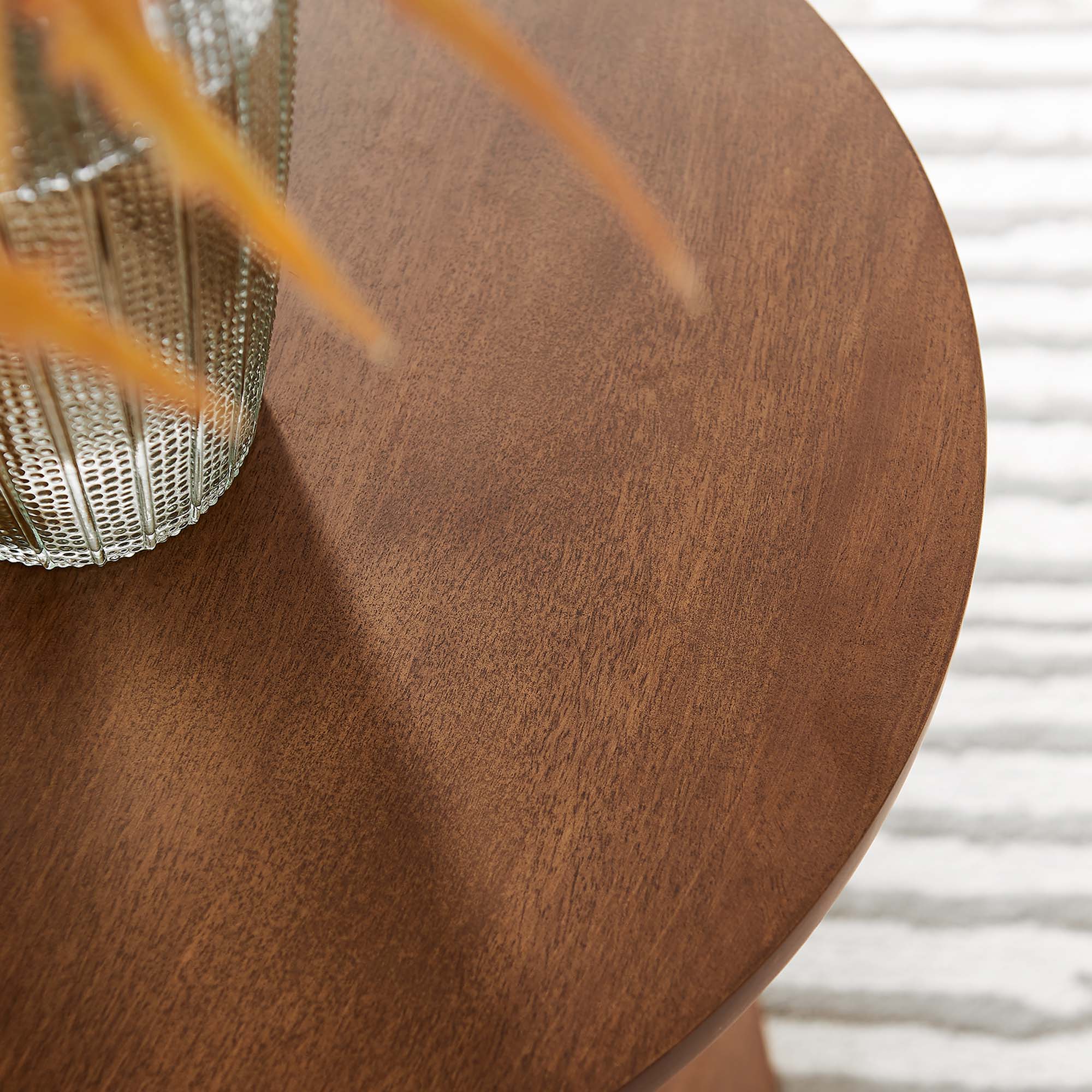 Lina Round Wood Side Table - Walnut