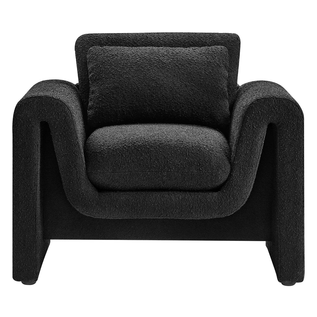 Waverly Boucle Upholstered Armchair - Black