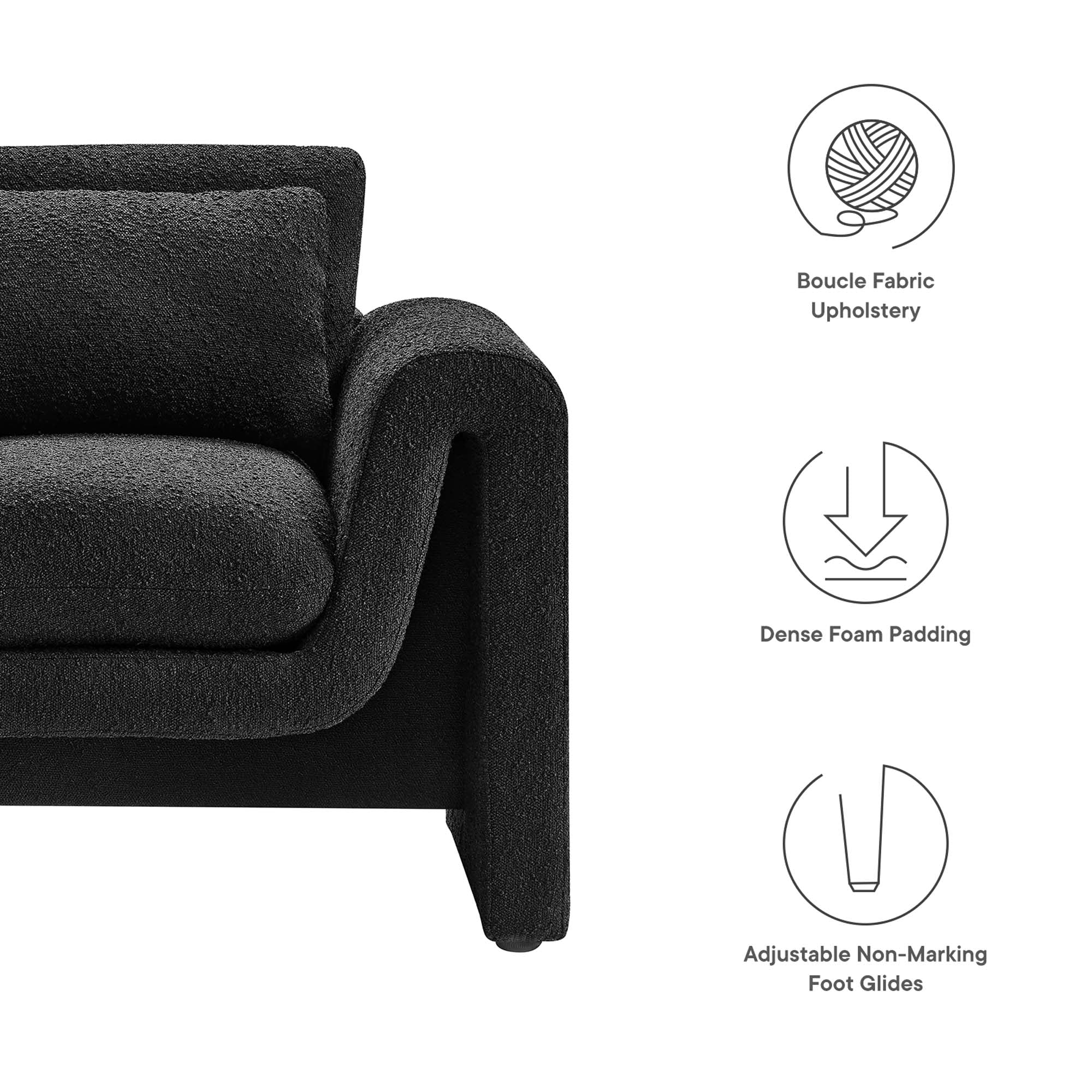 Waverly Boucle Upholstered Armchair - Black