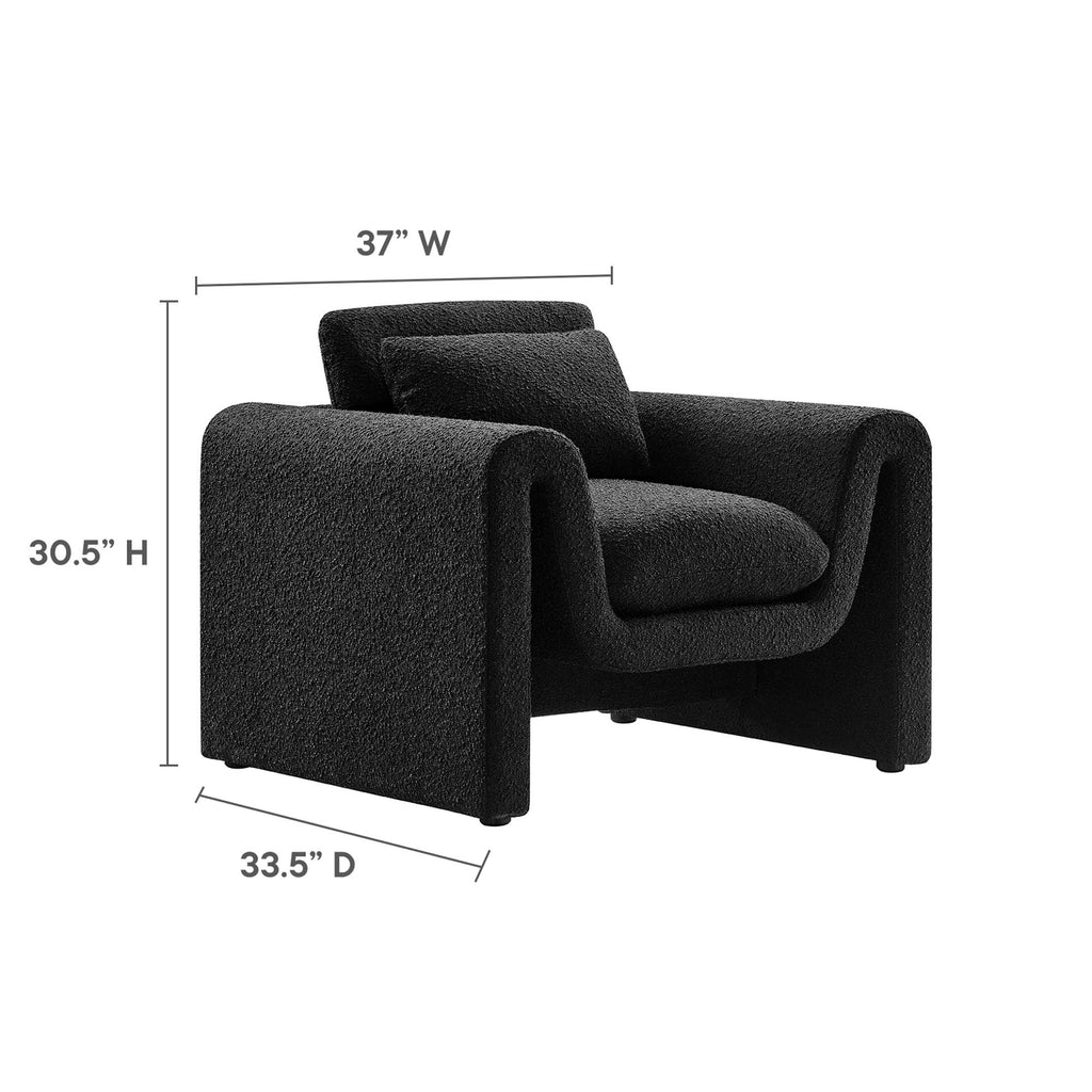 Waverly Boucle Upholstered Armchair - Black