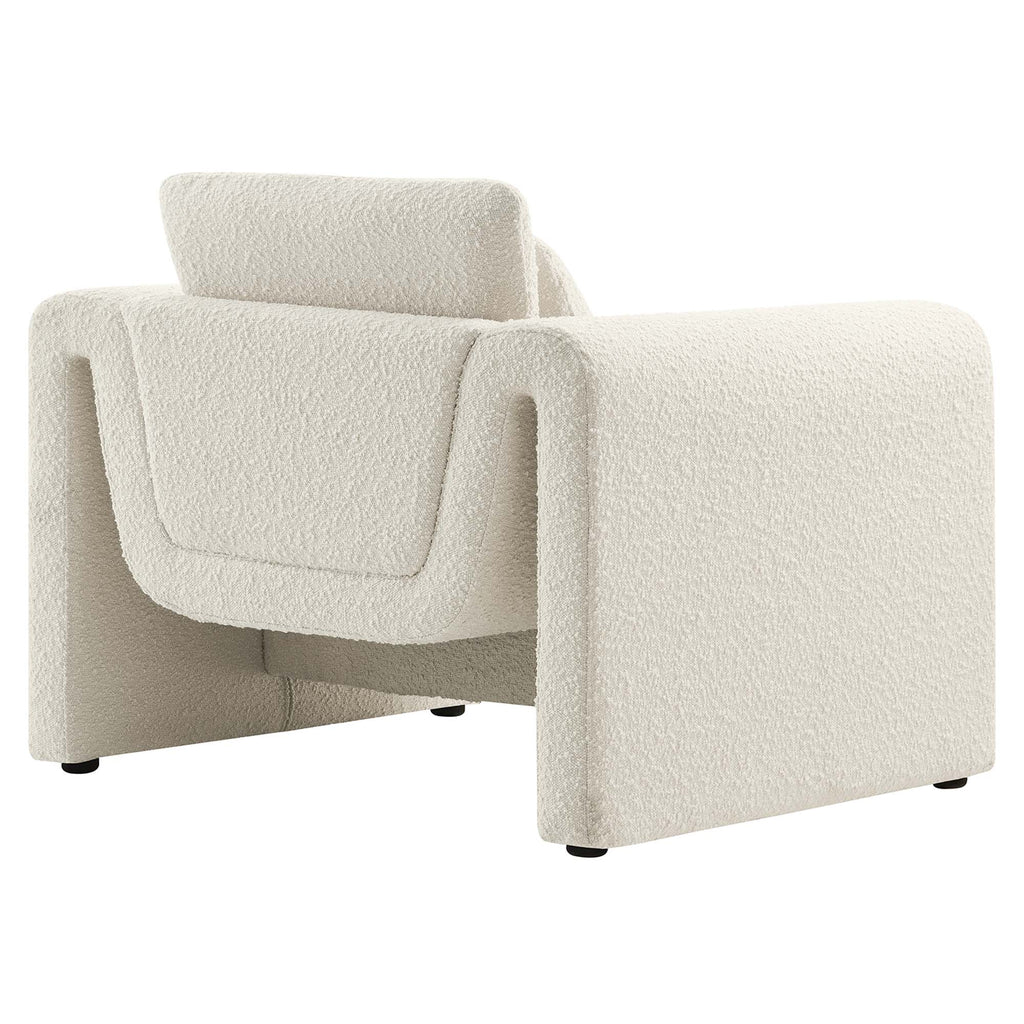 Waverly Boucle Upholstered Armchair - Ivory