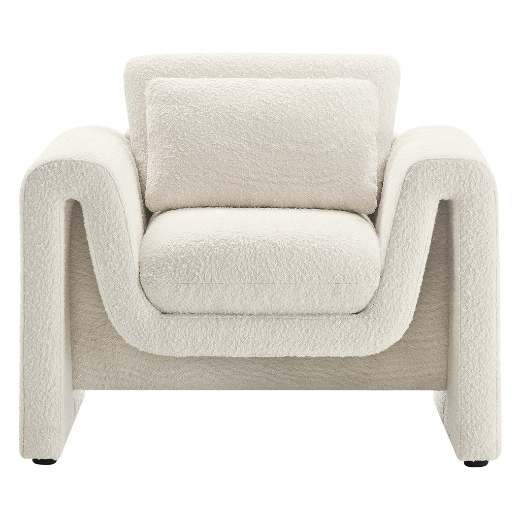 Waverly Boucle Upholstered Armchair - Ivory