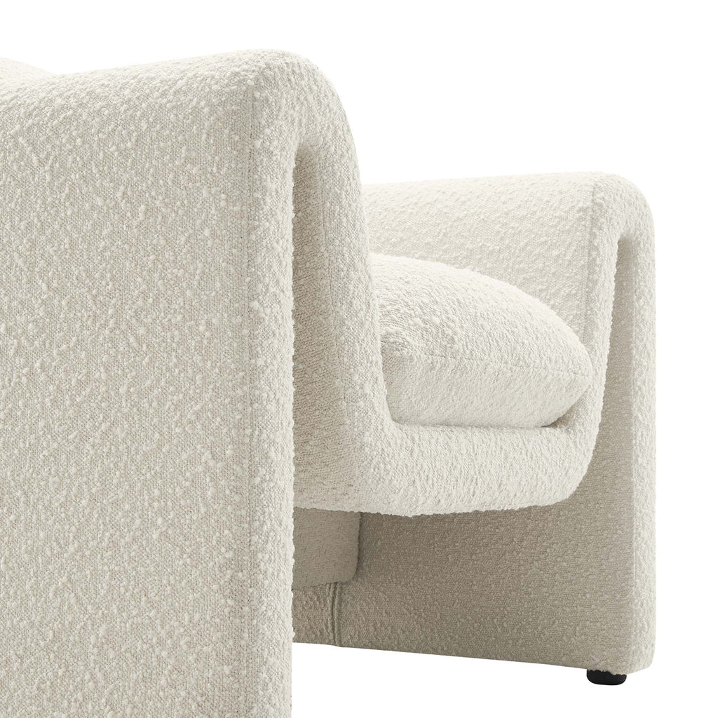 Waverly Boucle Upholstered Armchair - Ivory