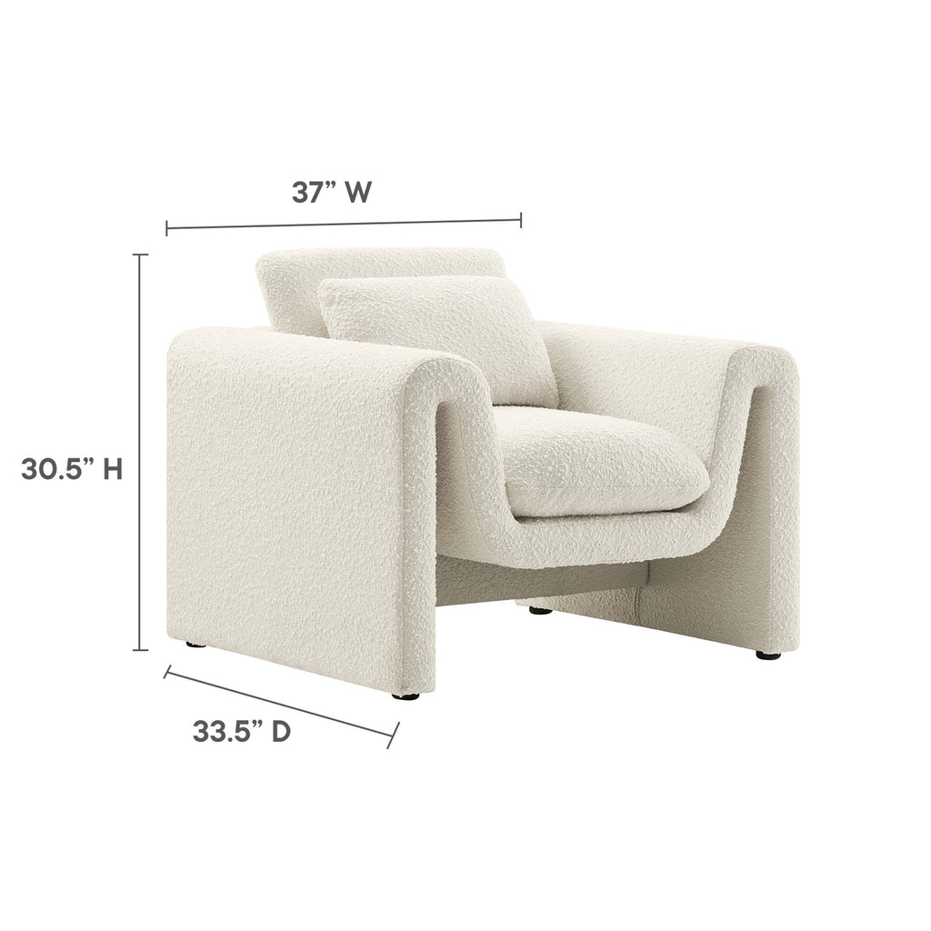 Waverly Boucle Upholstered Armchair - Ivory