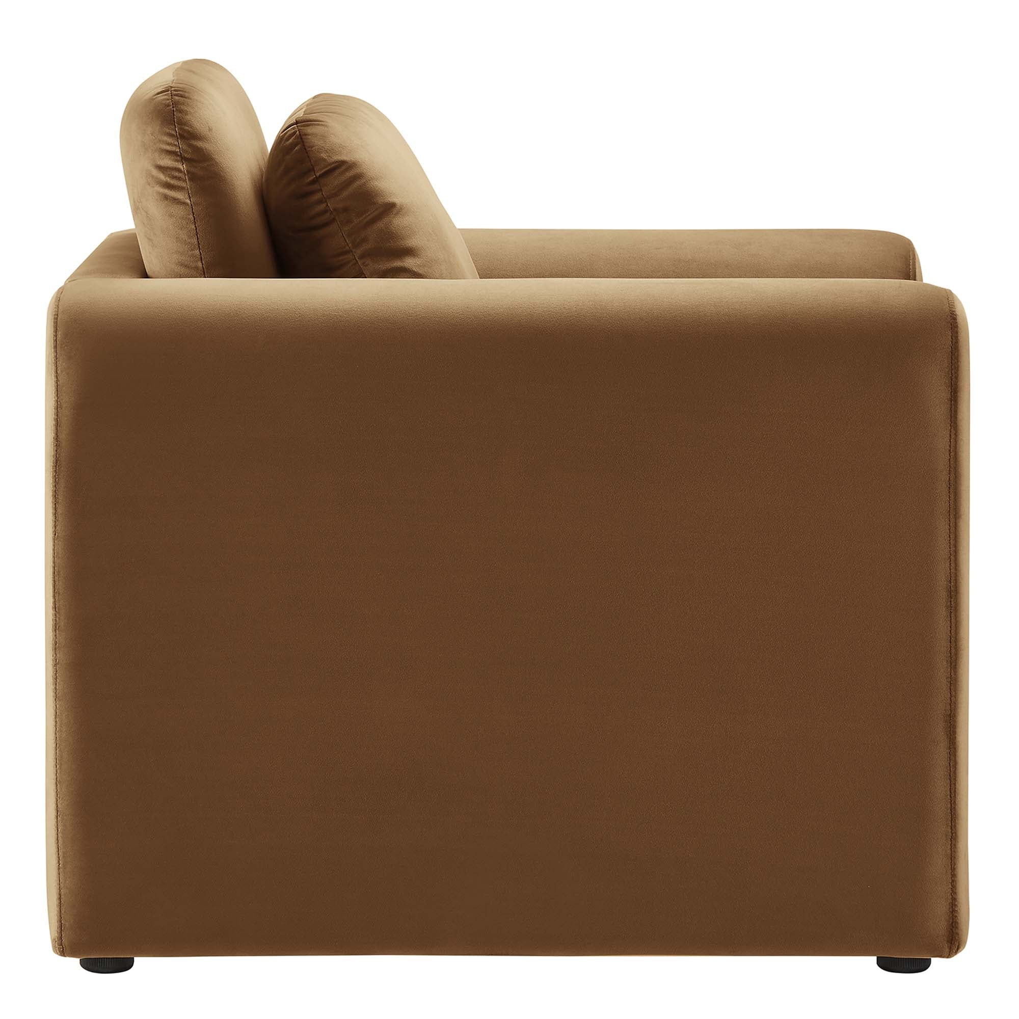 Waverly Performance Velvet Armchair - Brown