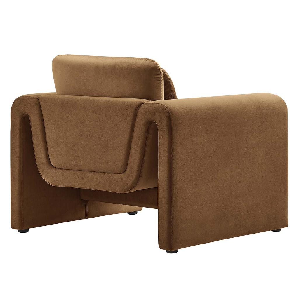 Waverly Performance Velvet Armchair - Brown