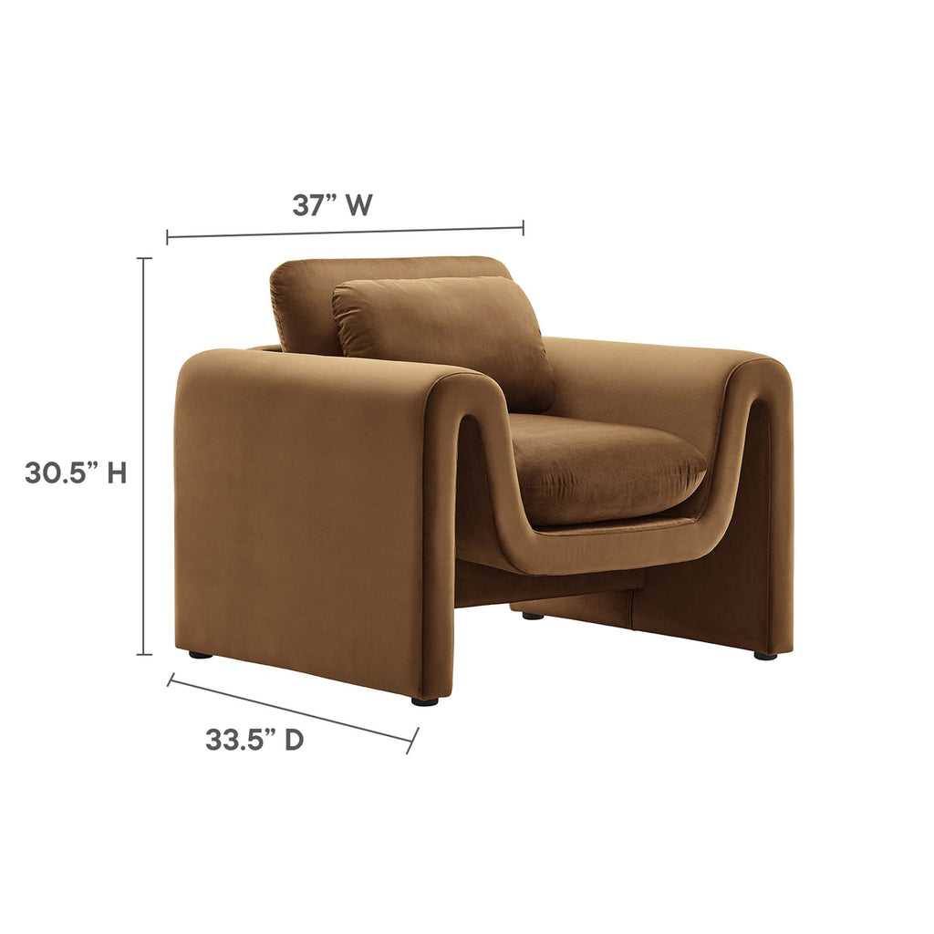 Waverly Performance Velvet Armchair - Brown