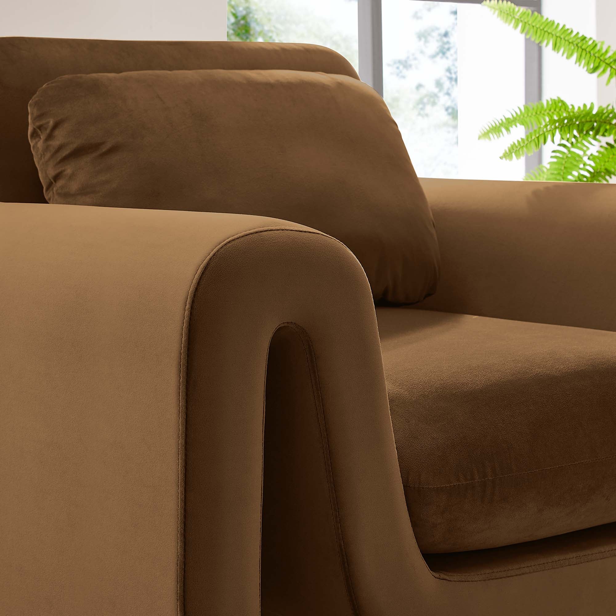 Waverly Performance Velvet Armchair - Brown