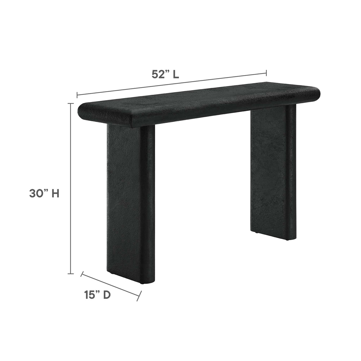 Relic Concrete Textured Console Table - Black