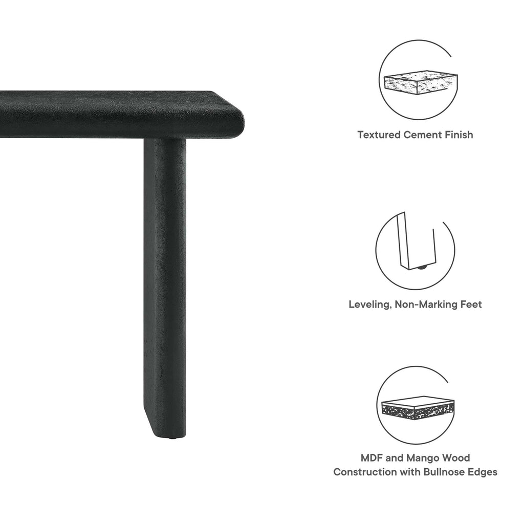 Relic Concrete Textured Console Table - Black