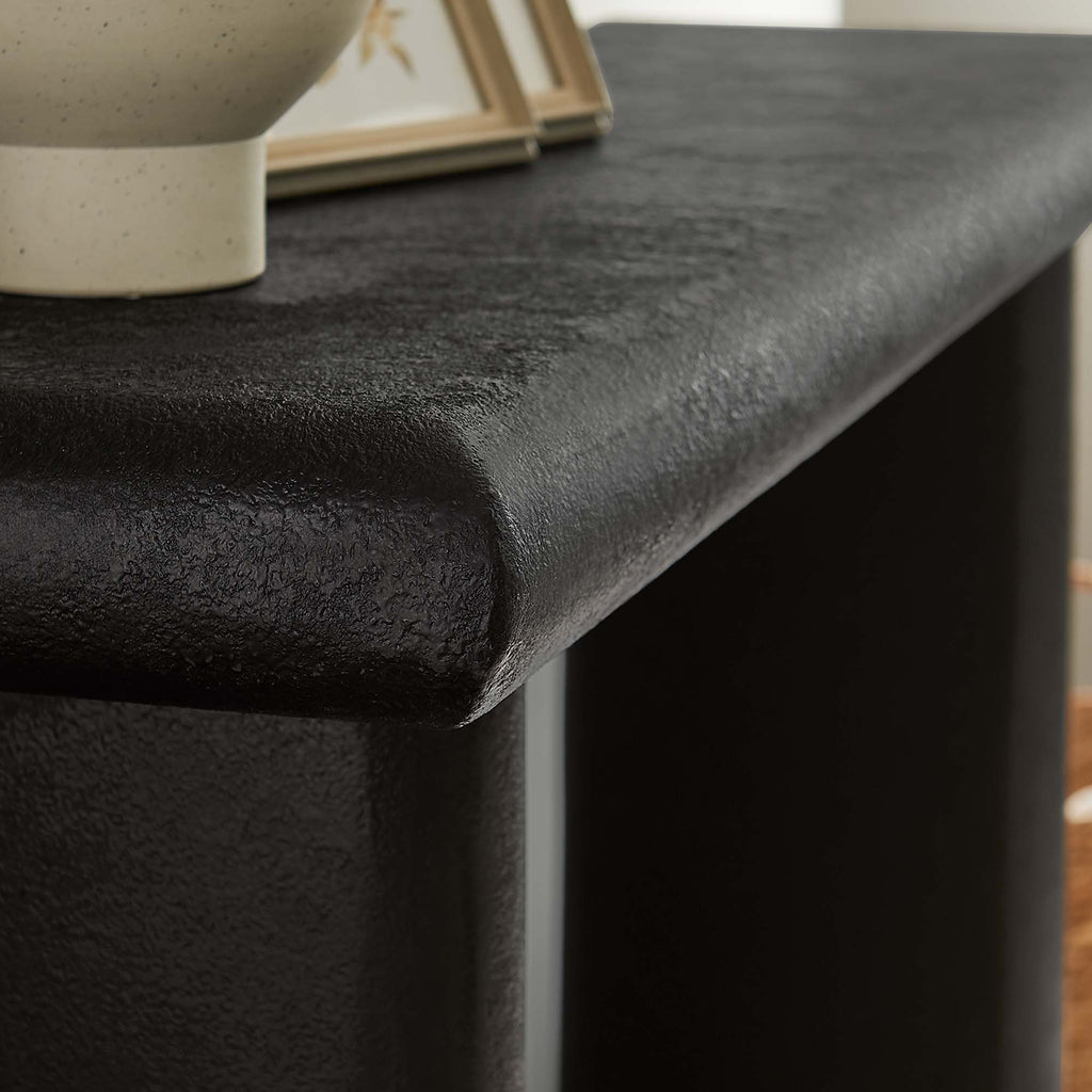 Relic Concrete Textured Console Table - Black