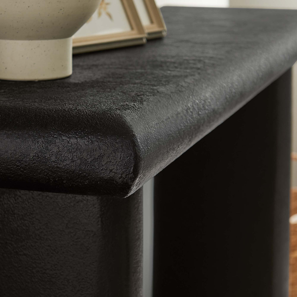 Relic Concrete Textured Console Table - Black